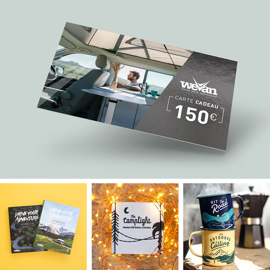 Pack Carte Cadeau 150 € + 1 accessoire Vanlife au choix