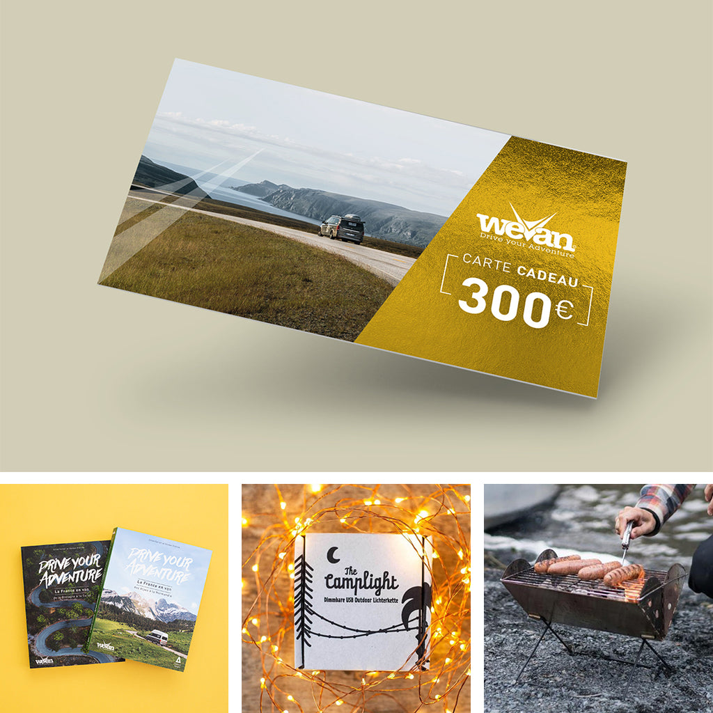 Pack Carte Cadeau 300 € + 1 accessoire Vanlife au choix